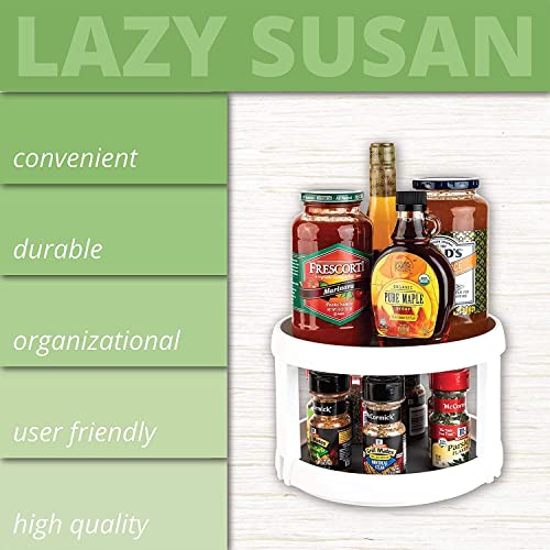 House of Quirk Non Skid Turntable Lazy Susan Cabinet Organizer 2 Tier 360 Degree Rotating Spice Rack