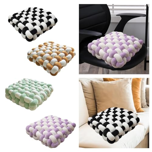 CALANDIS® Knot Pillow Household for Boys Girls Handmade Braided Knit Plush Pillow White and Black | 1 Knot Pillow