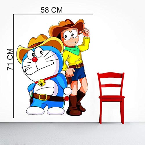 Sahaj Decor Vinyl Doraemon Wall Sticker 22.83 X 22.83 X 0.39 Inches, Multicolour, Cartoon