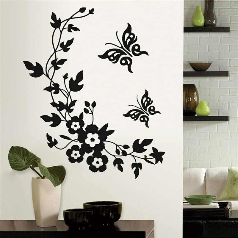 GADGETS WRAP Vinyl Wall Decal Sticker New Butterfly Flower Vine Bathroom