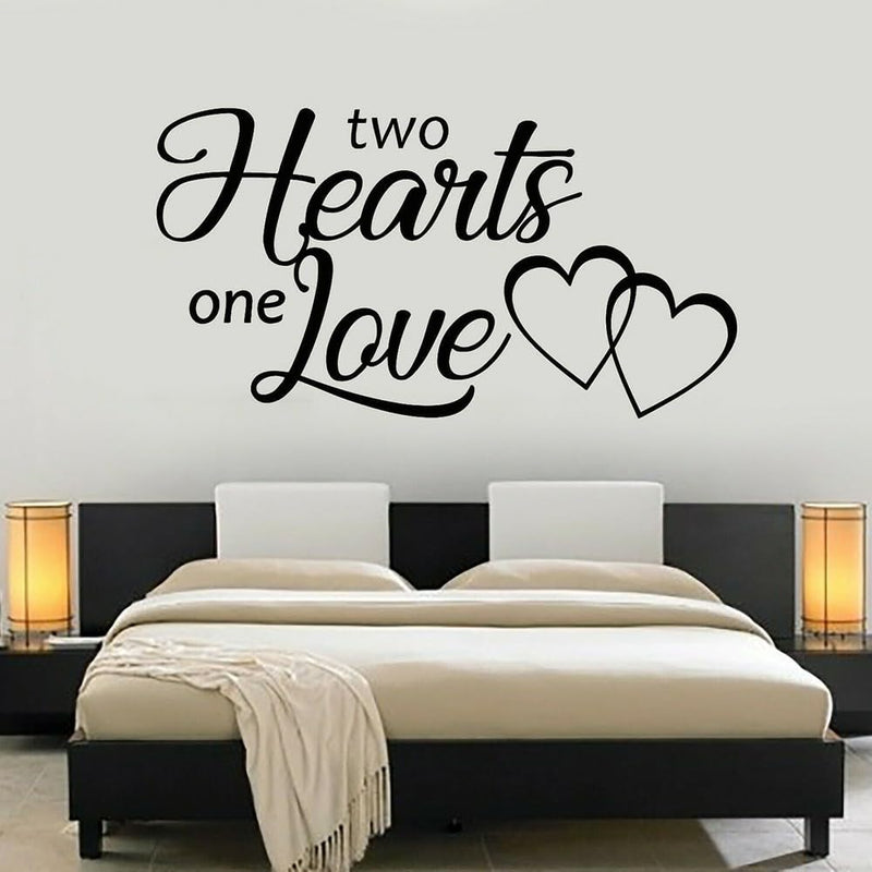 GADGETS WRAP Vinyl Vinyl Wall Decal Two Hearts One Love Inscription Romance Wall Stickers