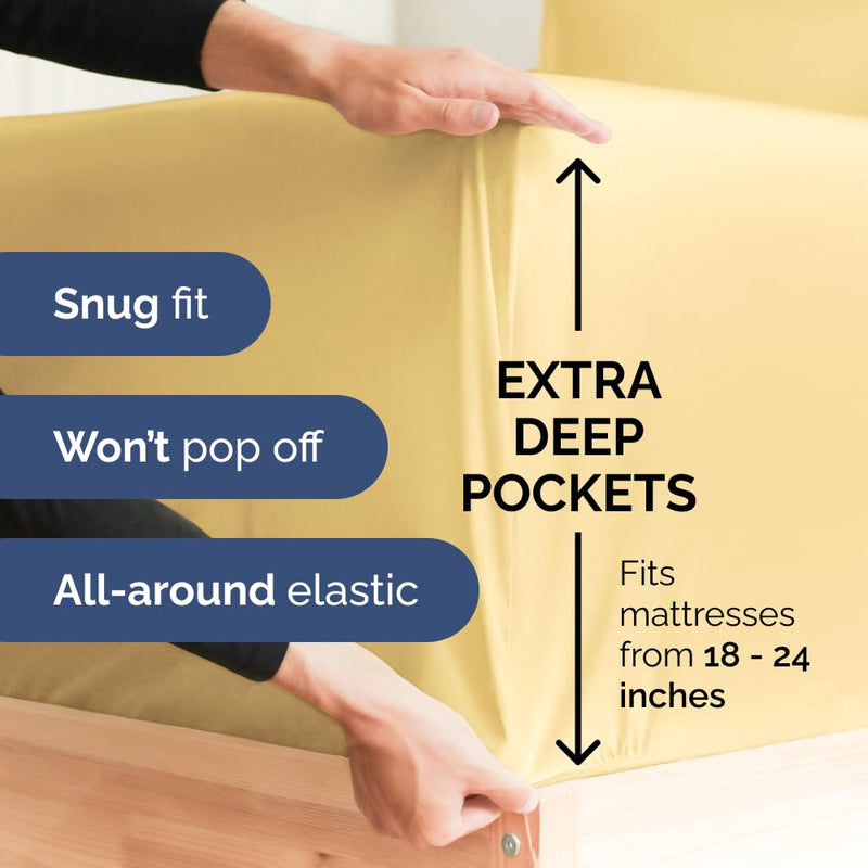 Extra Deep Pocket Sheets - 4 Piece Sheet Set - Twin XL Sheets Deep Pocket - Extra Deep Pocket XL Twin Sheets - Deep Fitted Sheet Set - Extra Deep Pocket Twin XL Size Sheets - Fits Extra Deep Mattress