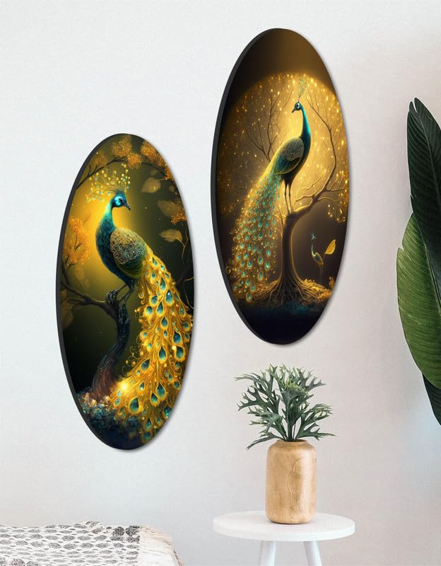 SAF paintings Oval Shape Beautiful peacock wall hanging for Home Décor and Office décor O-10