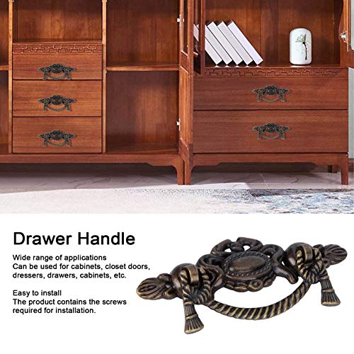 SIK Drawer Handle, Zinc Alloy 4.5 X 2.2 X 0.4in Cabinet Handle Antique for Cabinet Door Drawer (135