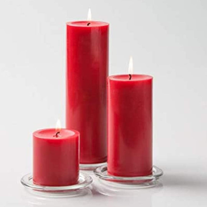 Smooth Scented Soy Wax Pillar Candles for Valentine, Home and Party Decoration, Wedding Gift, Romantic Candle | 150 Hours Burn | Pack of 3 (Red) (8x6x3 Inch)