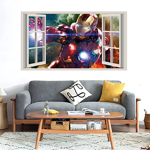 GADGETS WRAP Printed Wall Decal Sticker Fake Window Style Decal (90cm x 50cm) - Iron Man in War