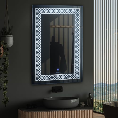 Crystal Indian Glass Wall Mounted Rectangular Mirror Design Best for Bathroom, Bedroom, Makeup Use Room Bedroom Dressing Offices (18X24)