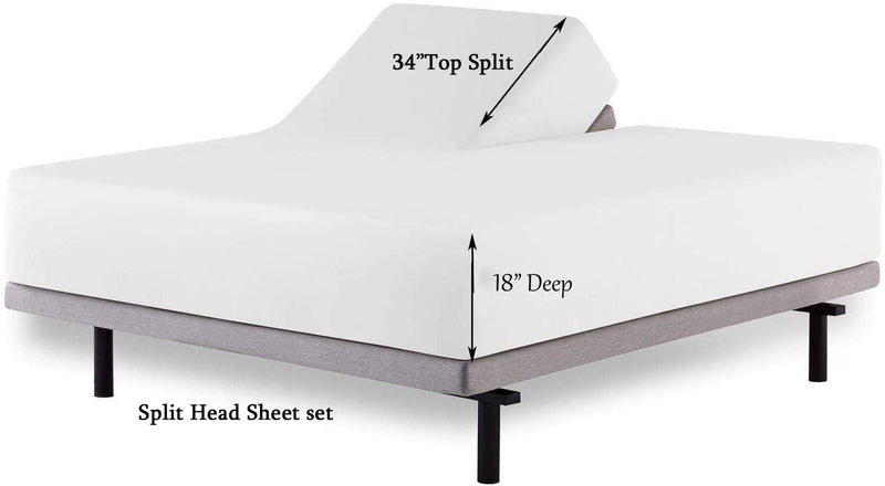 Sheets for Sleep Number Bed Split King,Split Top King Sheets for Sleep Number Bed,100% Egyptian Cotton,White Solid,34 Split-King,400 TC,16 Inch Deep,Split King Sheets for Sleep Number Beds