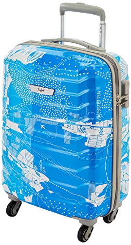 Skybags Trooper 55 Cms Small Cabin Polycarbonate Hard Sided 4 Spinner Wheels Luggage/Suitcase/Trolley Bag- Blue and White