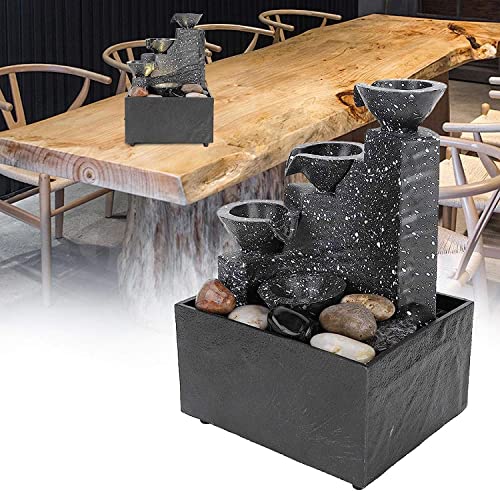 Set of 2 Tabletop Meditation Fountain with LED Light, Indoor Water Fountain Tabletop Water Fountain Indoor Waterfall Desk Waterfall for Indoor Home Office