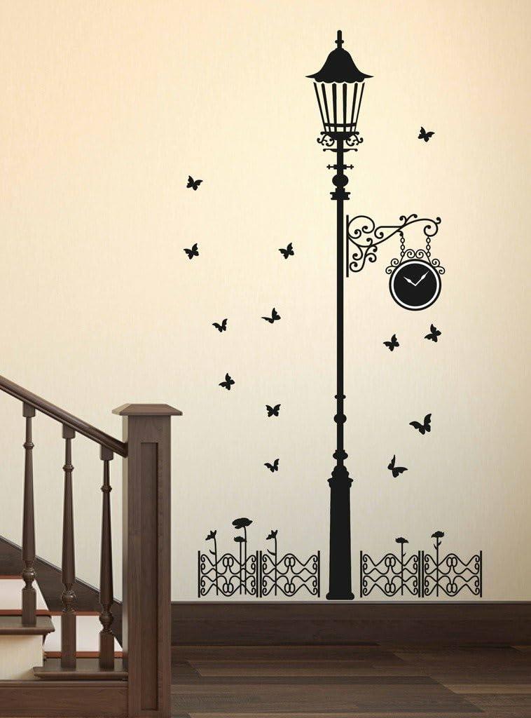 GADGETS WRAP 'Black Antique Street Lamp with Butterflies' Wall Sticker