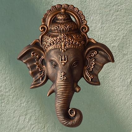 Shawshank Ganesha Face Mural Wall Hanging Mural Showpiece for Home Entrance Decor, Office, Study Room - Idol Statue Lord Ganesha face Wall Mount