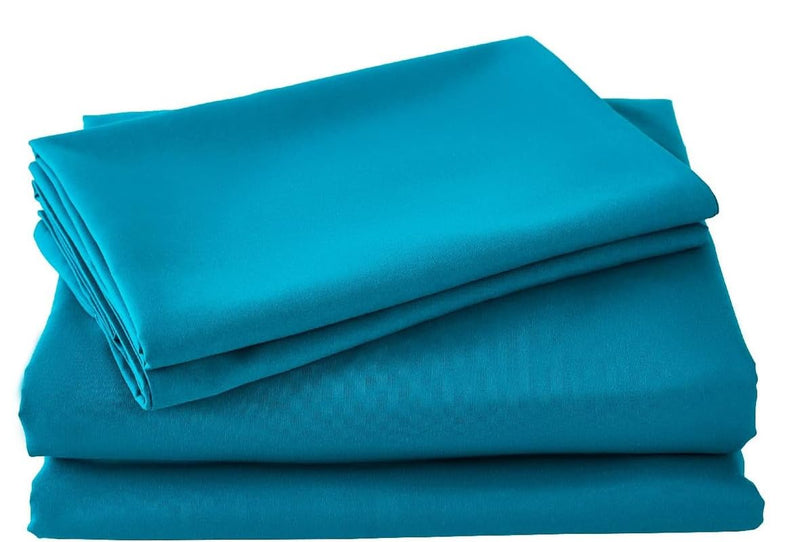 Elegio Plain Colour Double Bedsheet - Soft Brushed Microfiber Fabric - Shrinkage & Fade Resistant Solid Colour Bedsheet - Easy Care - 1 King Size Bedsheet and 2 Pillow Covers (92x102 Inches, Teal)