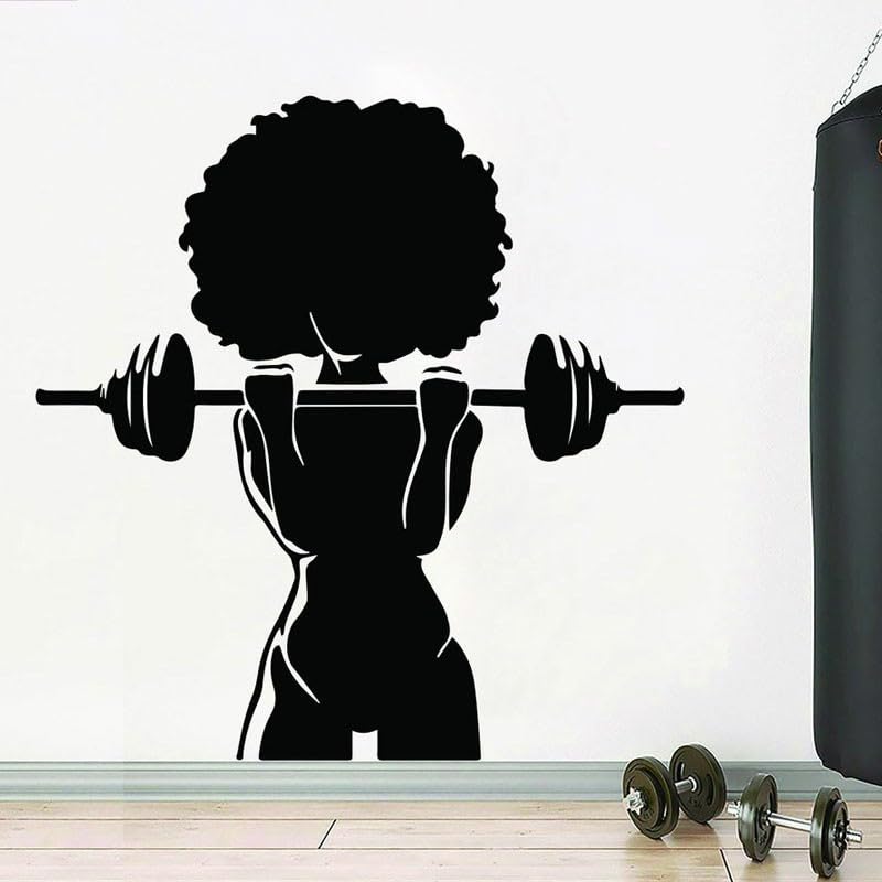 GADGETS WRAP Vinyl Gym Studio Afro Girl Power Fitness Wall Sticker