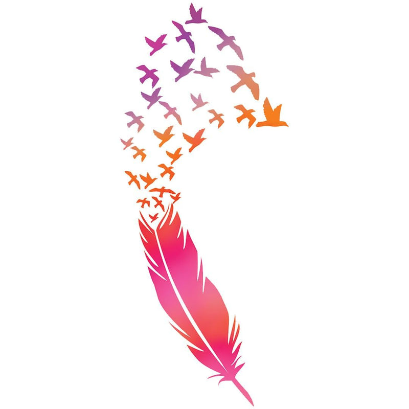 CVANU Pink Feather Vinyl Self-Adhesive Wall Sticker Decal for Wall Decoration (24inX10in)_F173