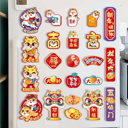 ATORSE® 6 Pieces Chinese New Year Refrigerator Magnets 3D for Spring Festival Office Style B