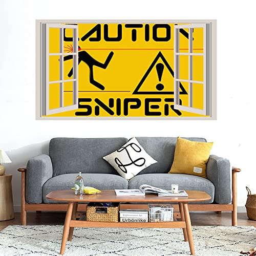 GADGETS WRAP Printed Wall Decal Sticker Fake Window Style Decal (90cm x 50cm) - Sniper (2)