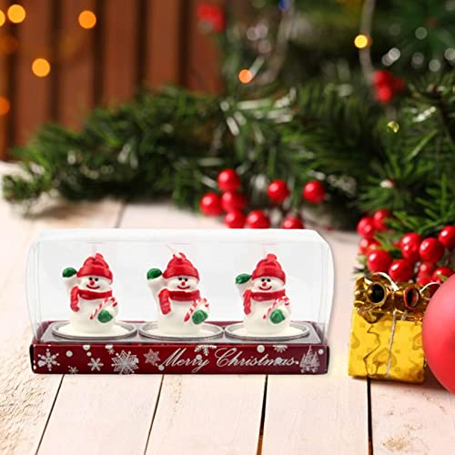 SAZ DEKOR 3X Christmas Candle Set Decorative Tealight for Home Party Standing Snowman