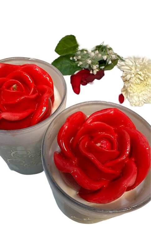 Cozy Corner Rose jar Candle for Home Decor, Rose Fragrance, Flower Shape, Red Colour, Pack of 2