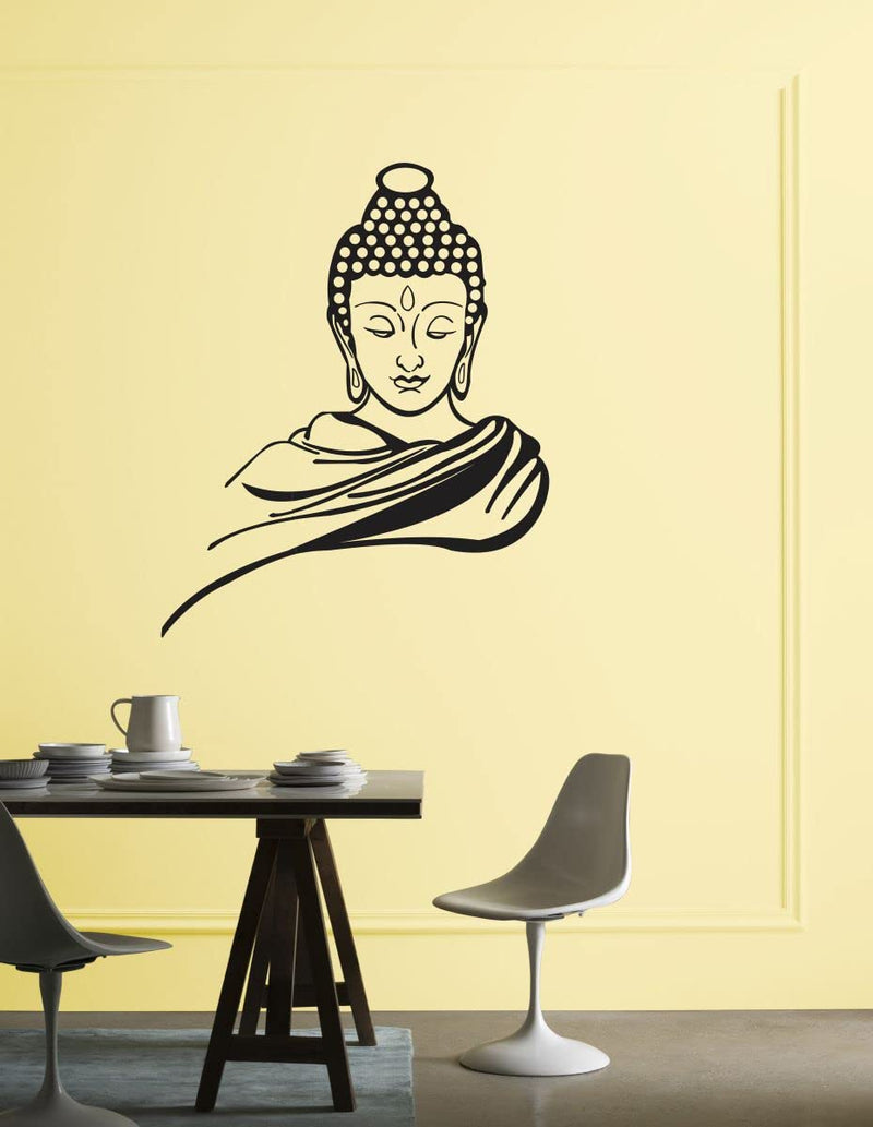 Decor Kraft Black Budha Wall Sticker & Decal,Size- 48 Cm X 33 Cm,Religious