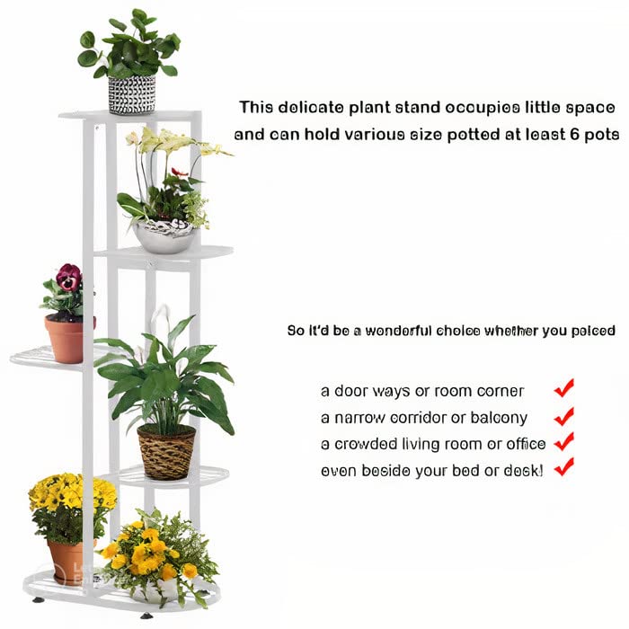 Trendy Decor Attractive Multi Tired Plant Stand Indoor/Outdoor, Multipurpose Stand, Racks, Planter Stand (90X25X47) (White)