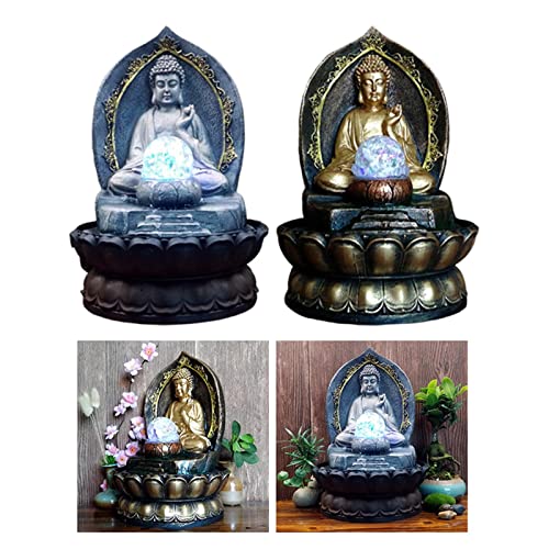 CALANDIS Buddha Tabletop Water Fountain for Home Office Decorative with Led Blue