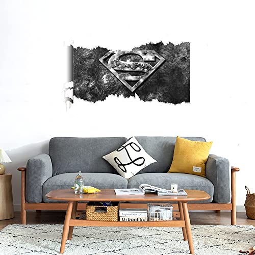 GADGETS WRAP Printed Wall Decal Sticker Scratched Paper Style Wall Decal (90cm x 50cm) - Superman Black