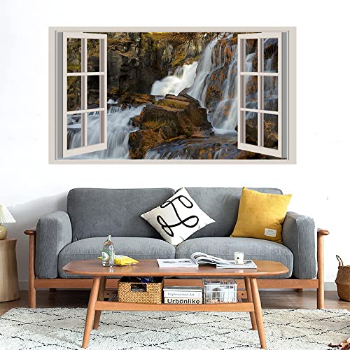 GADGETS WRAP Printed Wall Decal Sticker Fake Window Style Decal (90cm x 50cm) - Waterfall (3)