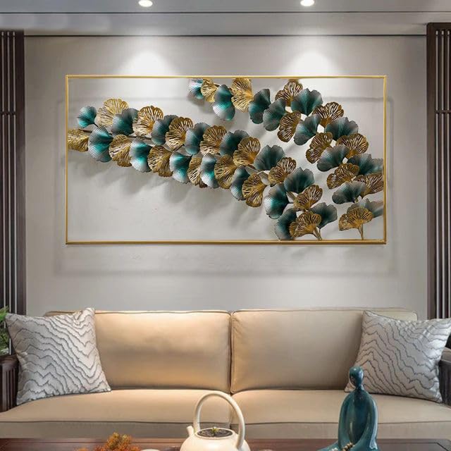 ZOVE Metal Wall Decor Luxury Leaf Design Perfect for Living Room/Hotel/Restaurant/Bedroom/Drawing Room (45 x 24 INCH)