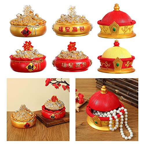 MYADDICTION Chinese Ashtray with Lid Resin Crafts Sculpture for Home Decoration Men Gift Red A