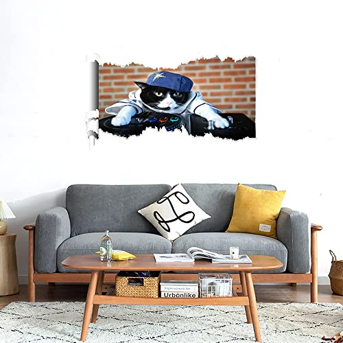 GADGETS WRAP Printed Wall Decal Sticker Scratched Paper Style Wall Decal (90cm x 50cm) - DJ Cat (2)