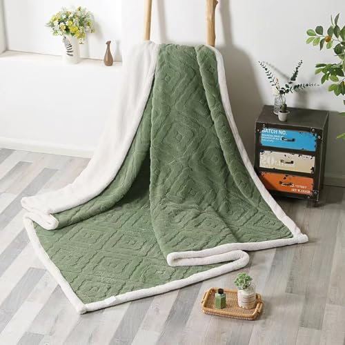 Reexplore Super Soft Light Weight Double Bed King Size All Seasons Sherpa Double Bed Blanket for Kids, Teenagers & Adults (200 x 230 cm, 78 x 90 Inches) (Green)