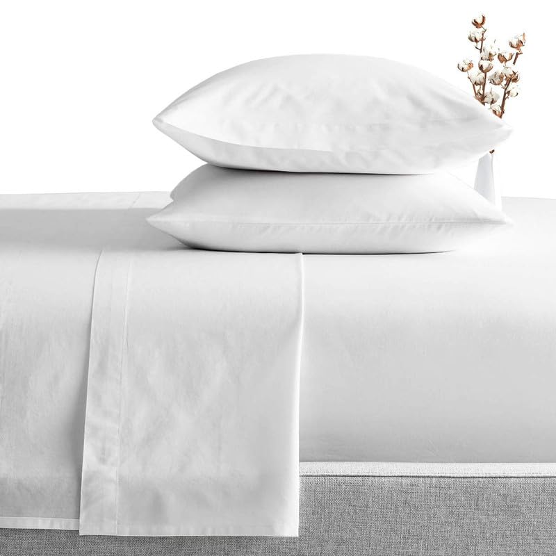 Sateen Bedding- 1000TC Beddding Set 6 PC- Super Soft & Luxurious 100% Cotton Bedsheet- 10" Deep Pocket Fitted Sheet- Ultra Soft & Hotel Quality Bedding Set-White Solid,Double Size