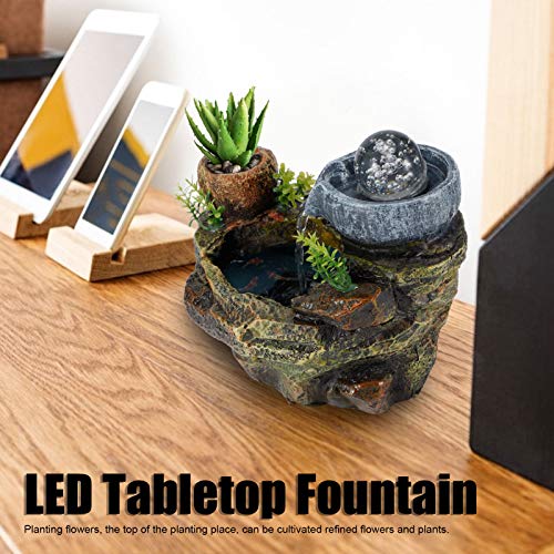 Tabletop Fountain, Beautiful Strong LED Tabletop Fountain, Lightweight Durable Lovely for Office Decoration Home Gift