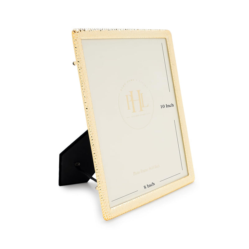 Pure Home + Living Gold Plated Hammered Metal Photo Frame, Tabletop Gold Plated Photoframe With Metel Finish Picture Frames Home & Wall Decoration (8X10 Inches,Pack Of 1)