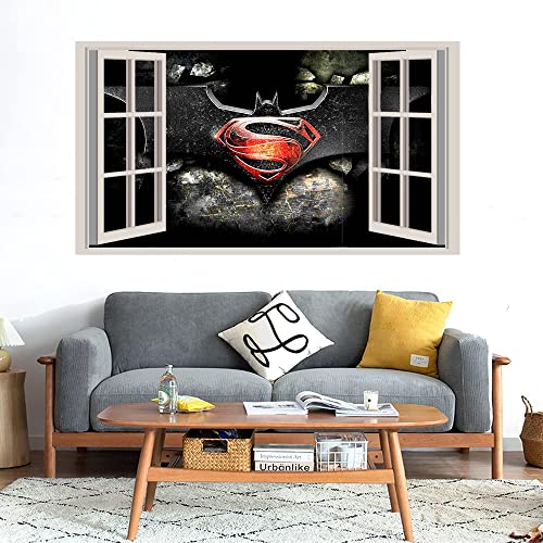 GADGETS WRAP Printed Wall Decal Sticker Fake Window Style Decal (90cm x 50cm) - Superman Inside