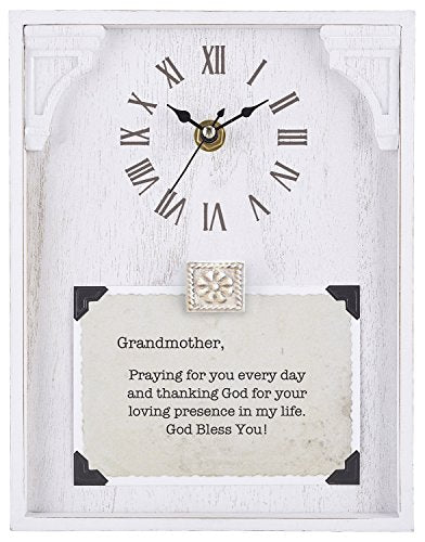 CB Gift Heartfelt Collection Capture The Moment White Framed Table Clock with Verse, 7 x 9-Inches, Grandmother