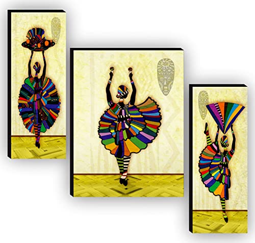 SAF Religious Radhe Krishna UV Textured Painting& Set of 3 Traditional Dance Modern Art Paintings for living room Painting 12 Inch X 18 Inch SAF-JM7734