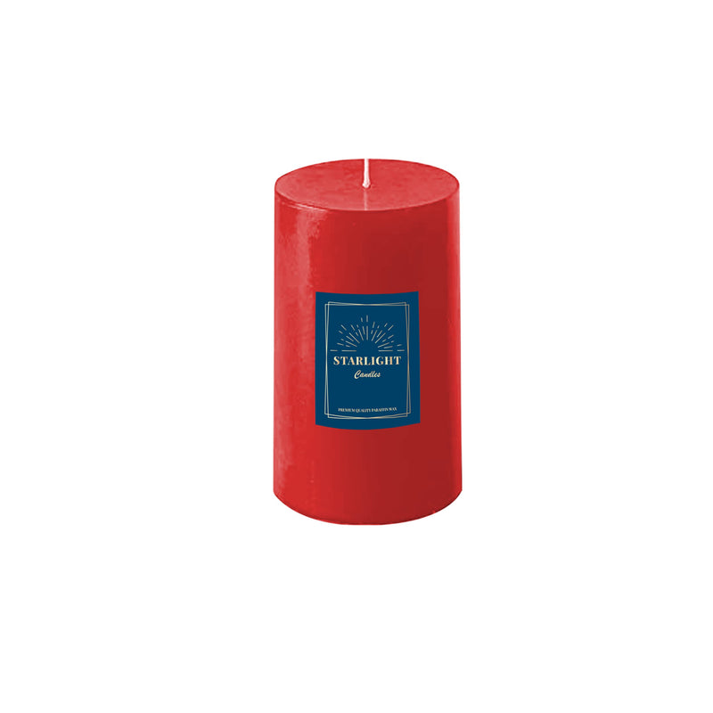 Starlight Candles® Paraffin Wax Pillar Candle | 5.0x7.5 cm | Hand Poured | Dripless | Unscented | Diwali Candle | 2x3 Inches (Pack of 4, Red)