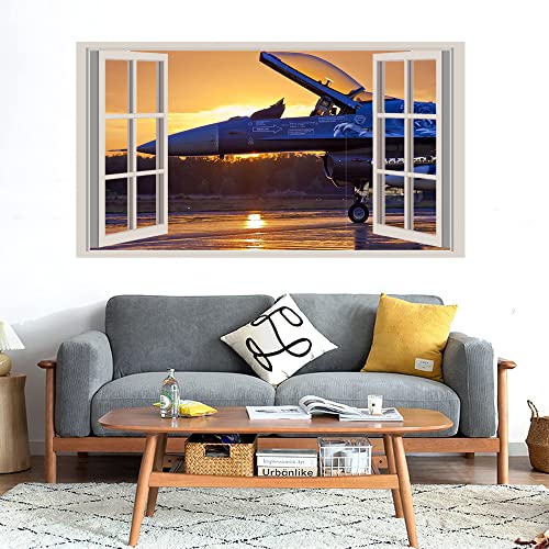 GADGETS WRAP Printed Wall Decal Sticker Fake Window Style Decal (90cm x 50cm) - Military Aircraft Sunrise