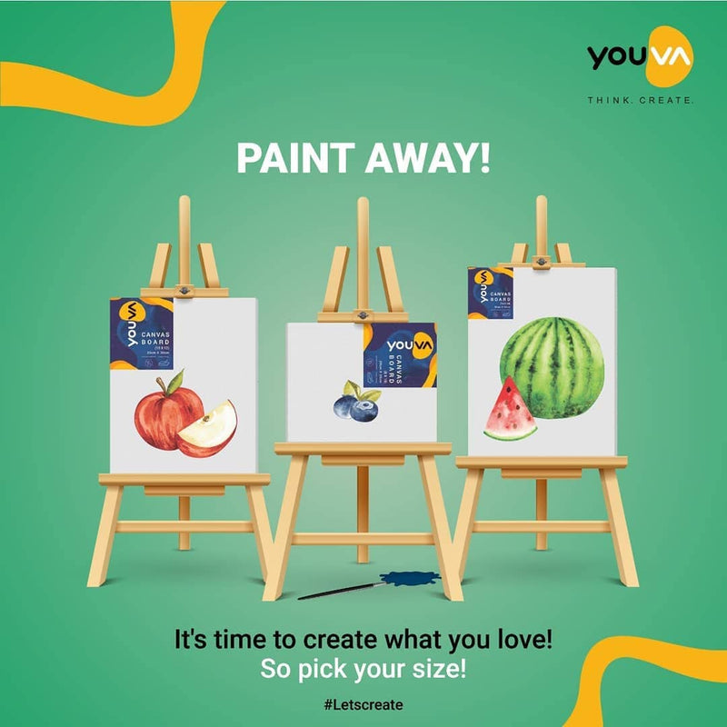 Navneet Youva |Cotton White Blank Canvas Boards for Painting, Acrylic Paint, Oil Paint Dry & Wet Art Media|4" x 6" |Pack of 6 (23966)