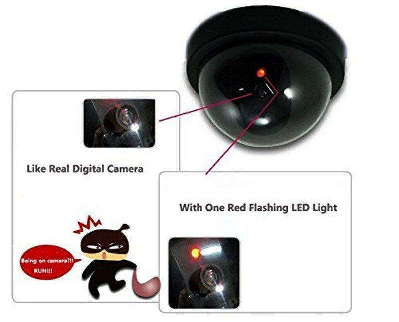 Aqtus Realistic Looking Dummy Security CCTV Camera with Flashing Red LED Light for Office and Home (Black)