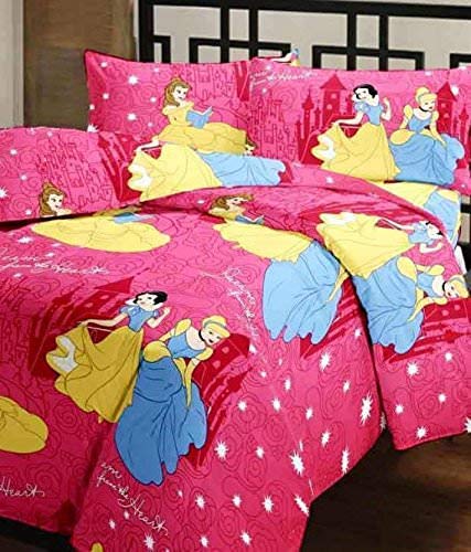 PRINZIP Poly Cotton Princess Cartoon Printed Reversible Single Bed AC Blanket/Dohar,Standard(80X55 inches) Pink