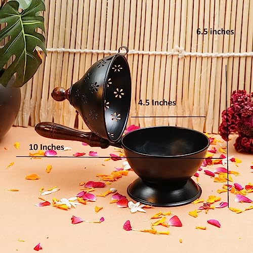 ServDharm Metal Incense Burner Loban Dani Dhoop Dani Aarti Metal Loban Dhoop Dani/Dhoop Dani Burner for Home Office Temple Puja(Round) Metal,Gold