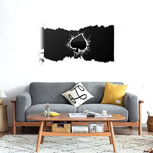 GADGETS WRAP Printed Wall Decal Sticker Scratched Paper Style Wall Decal (90cm x 50cm) - Spades Black