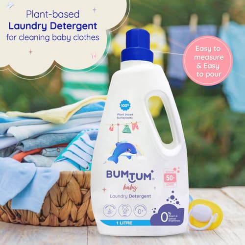 Bumtum Baby Liquid Laundry Detergent 1 Litre, 100% Natural Plant Based, Safe and Gentle with Lemon and Neem Extracts, Anti-Bacterial, Natural Fragrance, Bleach & Brighteners Free