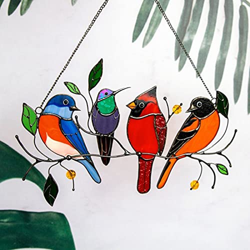 Bird Painting Window Decoration Birds Wall Art Ornaments Window Hanging Decorations, 4 Birds-Daerzy