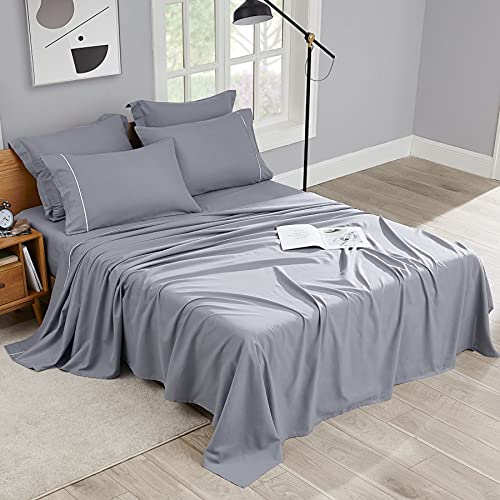 Bedsure Satin Sheets - Grey Satin Sheets Full for Hair and Skin, Gifts for Women