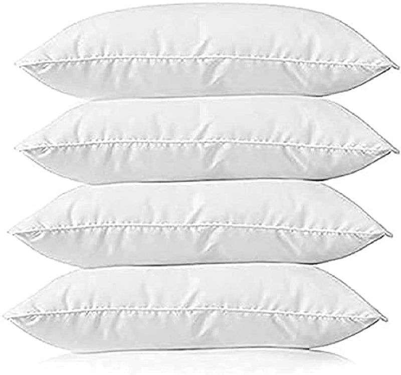 ATOOTFUSION Microfiber Soft Fluffy Fiber Sleeping Pillow in Line Stripe White Fabric - 26" x 16" / 66 x 41 cm, White, Pack of 4