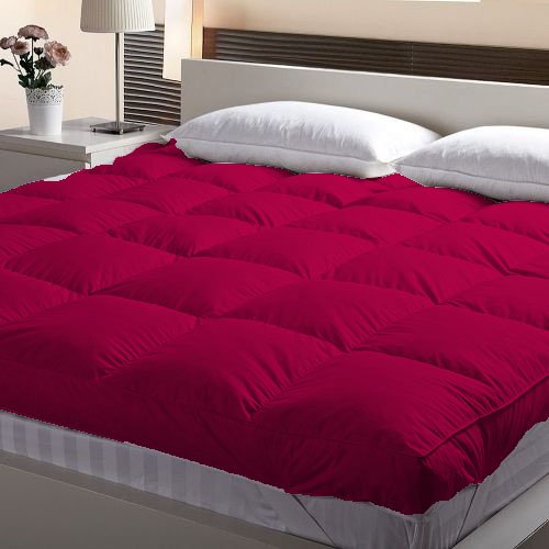 Jaipur Linen Double Bed Microfibre Mattress Padding/Topper with Waterproof and DustProof Mattress Cover/Mattress Protector for 5 Star Hotel Feel- Maroon-72 Inch X 75 Inch